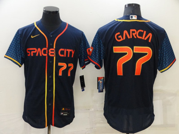 Men's Houston Astros #77 Luis Garcia 2022 Navy City Connect Flex Base Stitched Baseball Jersey - Click Image to Close